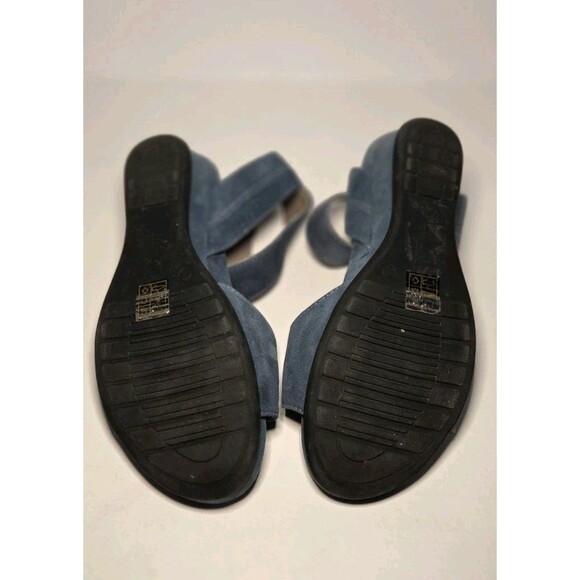 Anesha Naples Blue Suede Strappy Sandal W/ Metal Details Adj Straps Low Heel S 8 - Picture 8 of 9